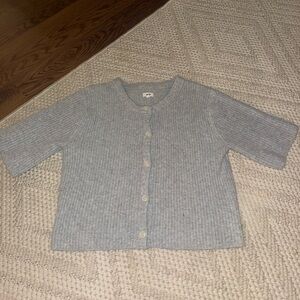 Aerie grey short sleeve cardigan size XS